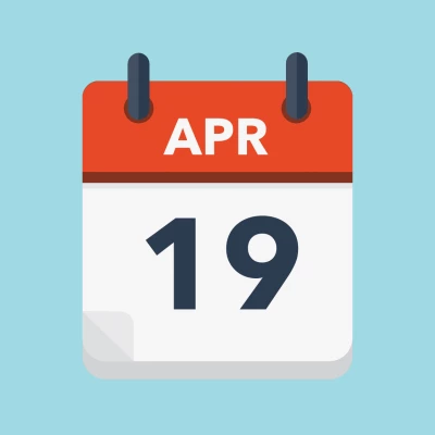 Calendar icon showing 19th April