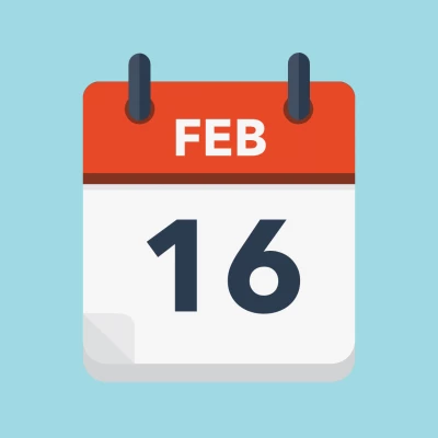 Calendar icon showing 16th February